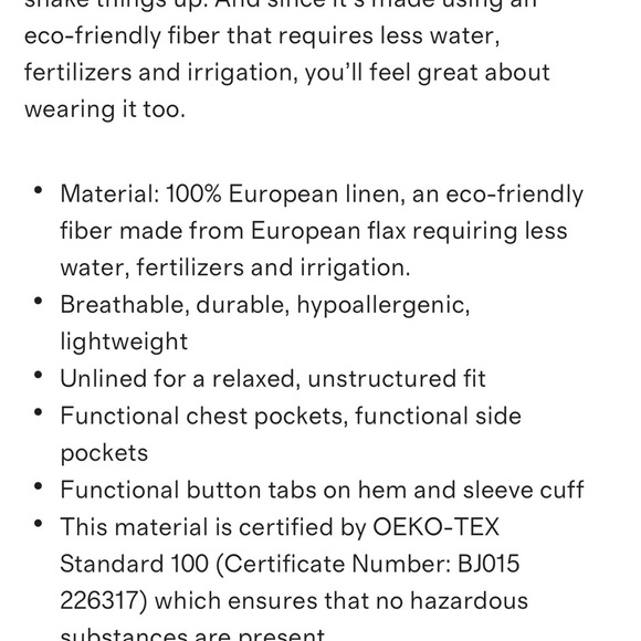 Quince 100% European Linen Jacket XL Like New - Picture 7 of 8